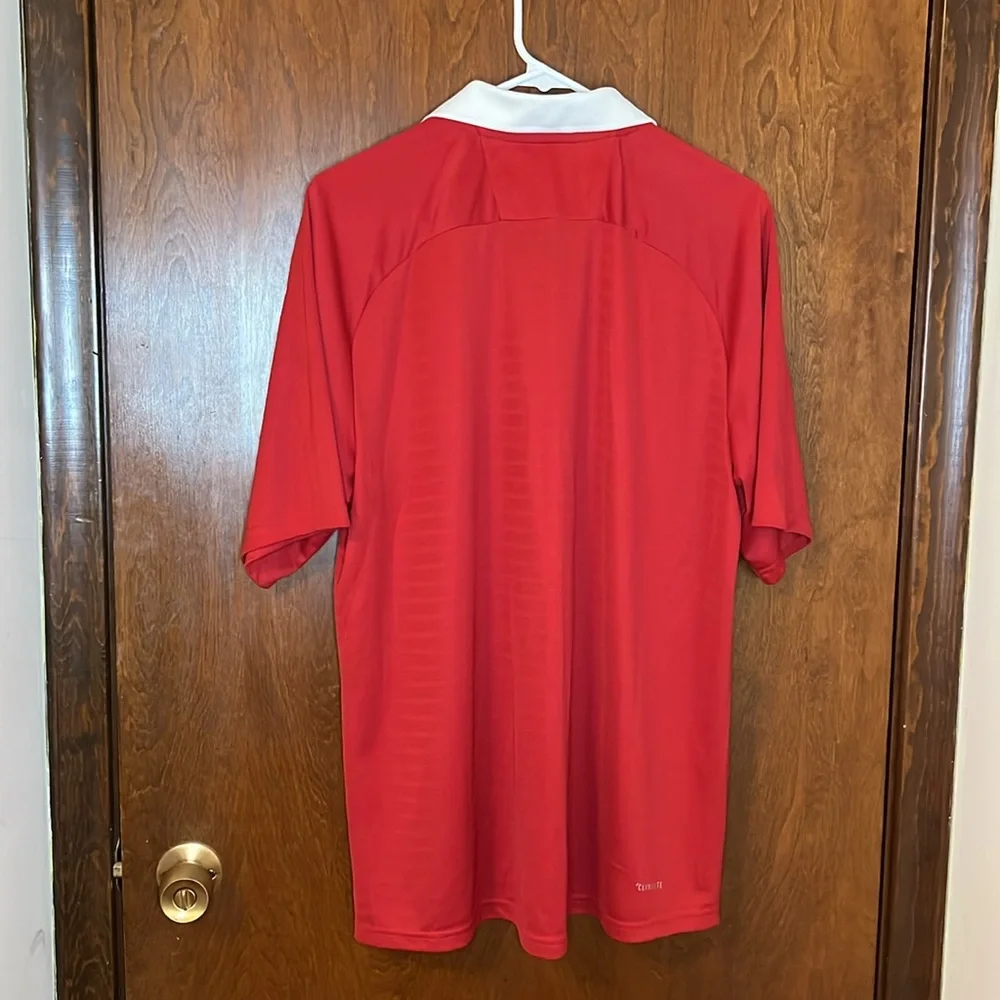 adidas Red Polo with White Collar and Logo